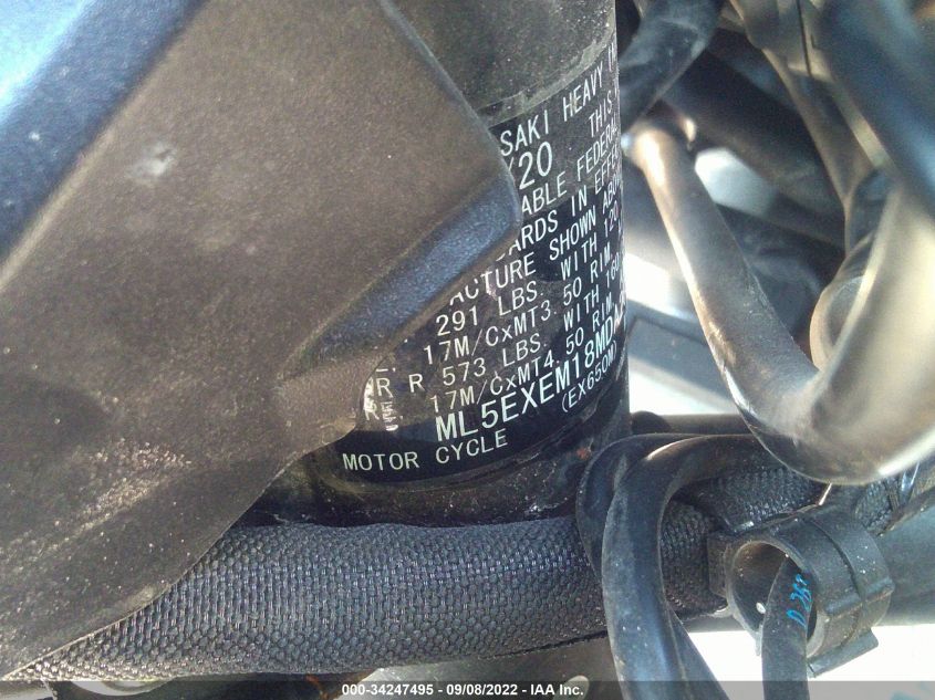 2021 KAWASAKI EX650 M ML5EXEM18MDA28366