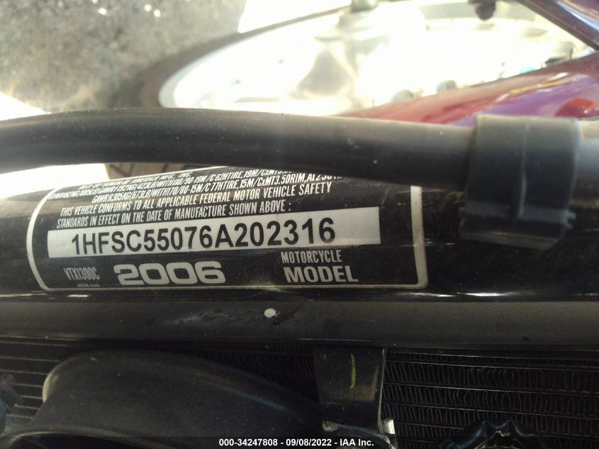 2006 HONDA VTX1300 C 1HFSC55076A202316