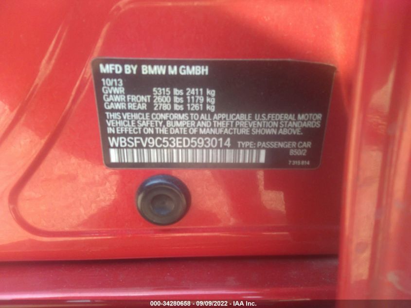2014 BMW M5 WBSFV9C53ED593014