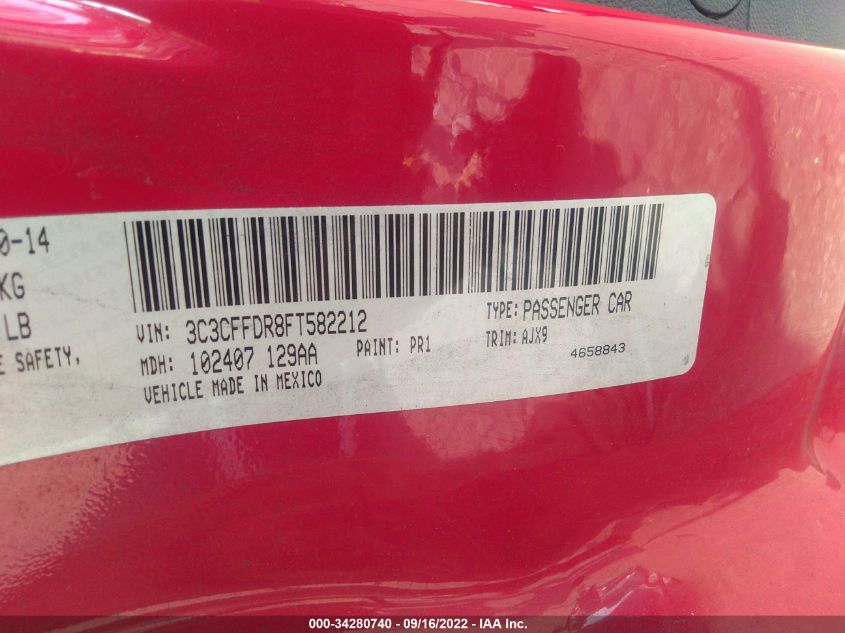 2015 FIAT 500C POP 3C3CFFDR8FT582212