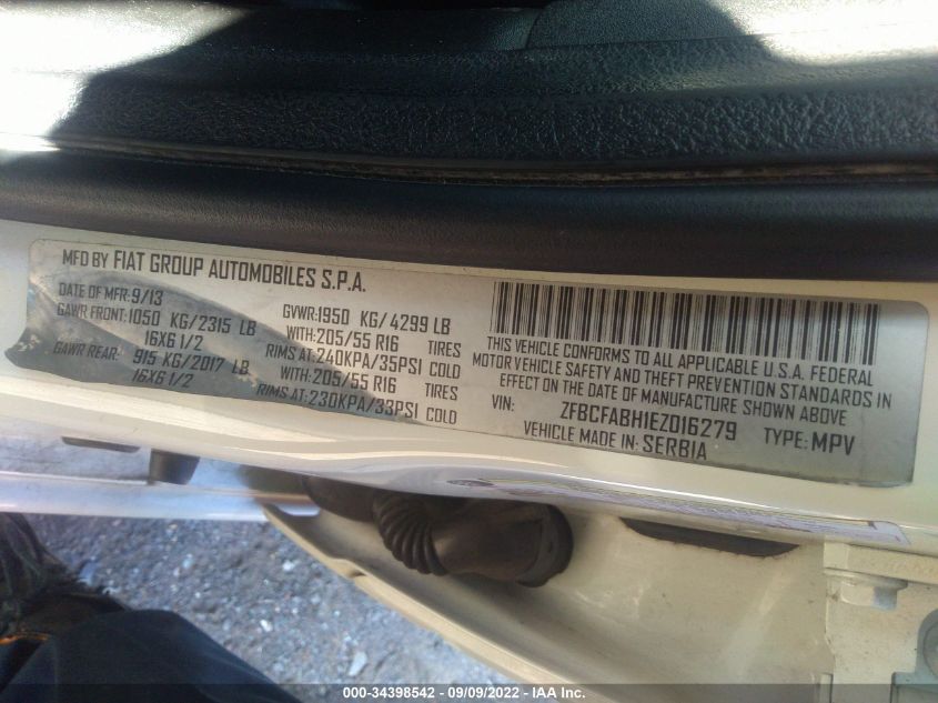2014 FIAT 500L EASY ZFBCFABH1EZ016279