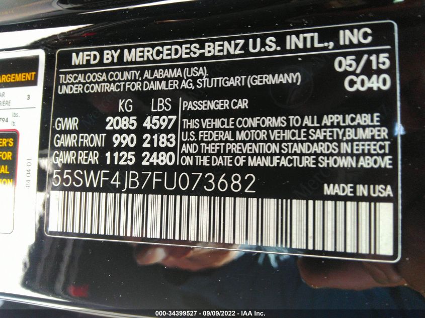 2015 MERCEDES-BENZ C-CLASS C 300 55SWF4JB7FU073682