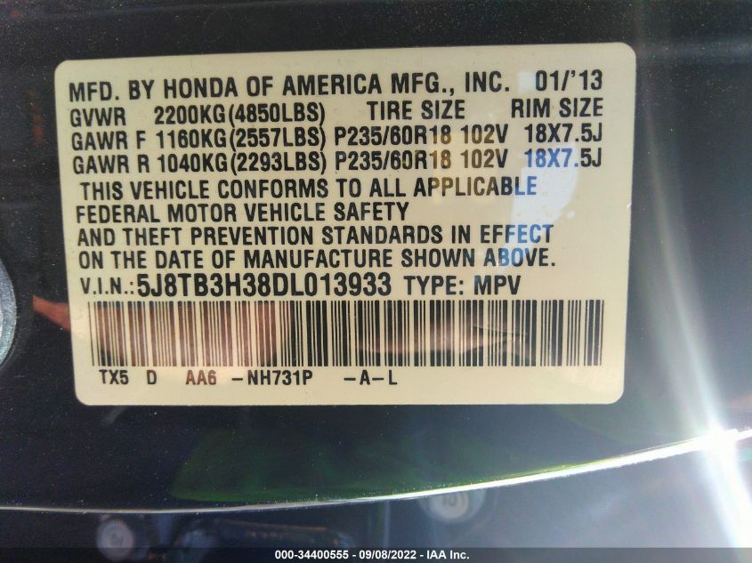 2013 ACURA RDX 5J8TB3H38DL013933