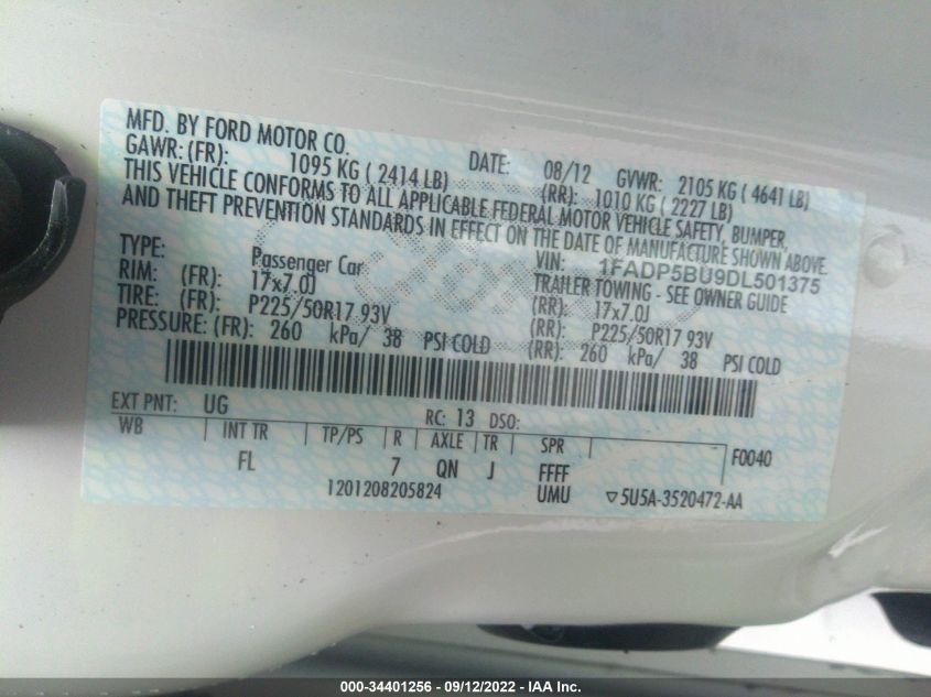 2013 FORD C-MAX HYBRID SEL 1FADP5BU9DL501375