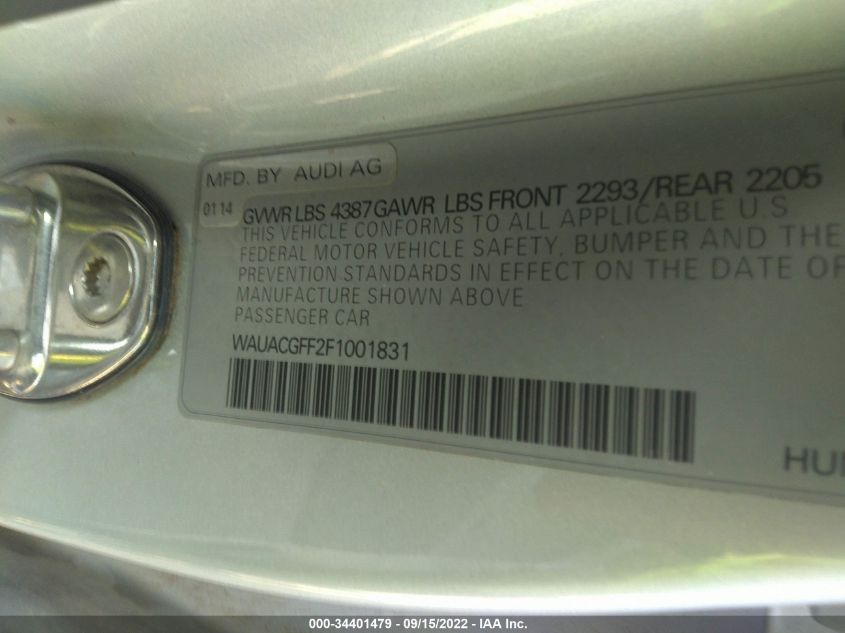2015 AUDI A3 1.8T PREMIUM WAUACGFF2F1001831