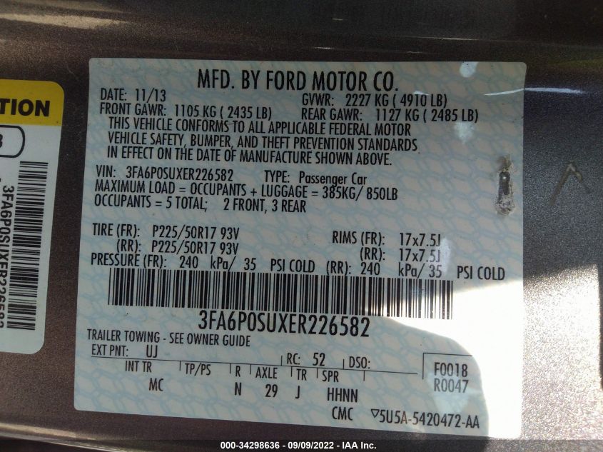 2014 FORD FUSION ENERGI TITANIUM 3FA6P0SUXER226582