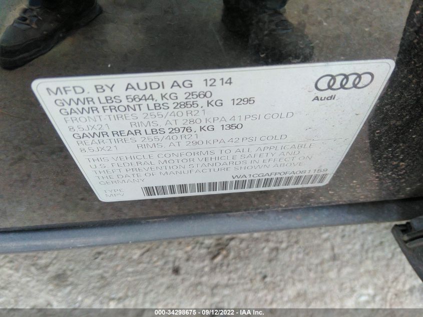 2015 AUDI SQ5 PREMIUM PLUS WA1CGAFP0FA081159