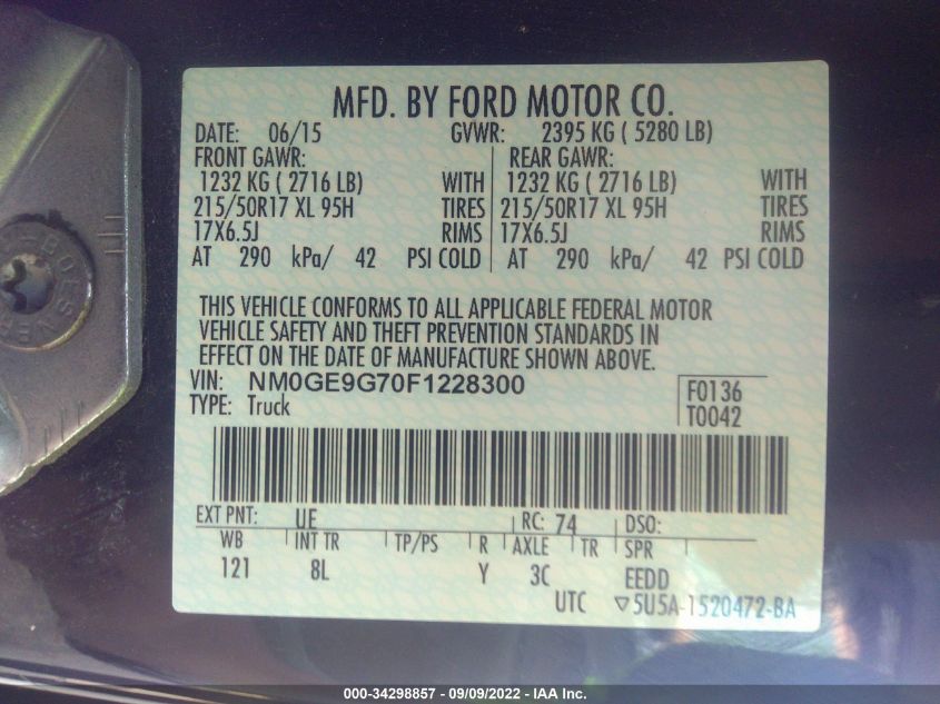 2015 FORD TRANSIT CONNECT WAGON TITANIUM NM0GE9G70F1228300