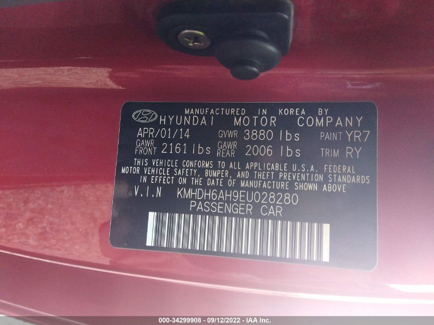 2014 HYUNDAI ELANTRA COUPE KMHDH6AH9EU028280