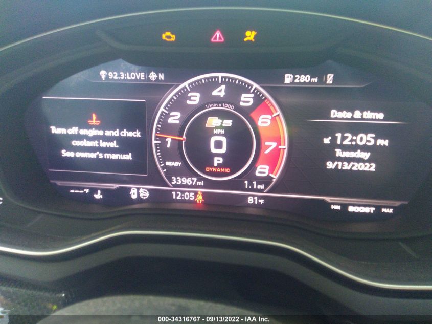 2018 AUDI S5 CABRIOLET PREMIUM PLUS WAUY4GF52JN000697