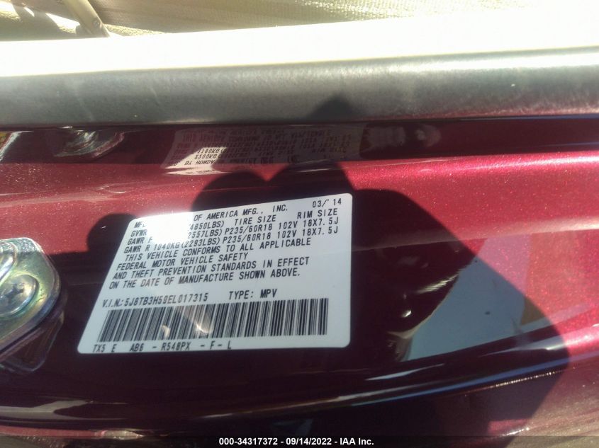 2014 ACURA RDX TECH PKG 5J8TB3H59EL017315