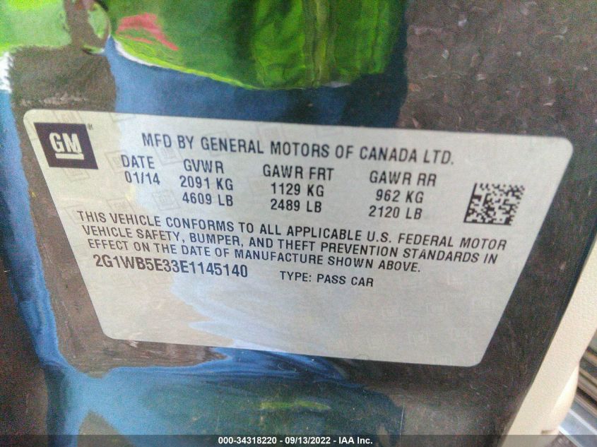 2014 CHEVROLET IMPALA LIMITED LT 2G1WB5E33E1145140