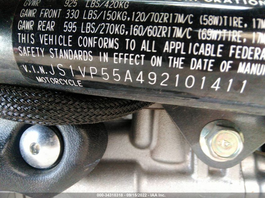 2009 SUZUKI SFV650 JS1VP55A492101411