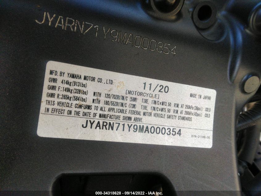 2021 YAMAHA MT09 C JYARN71Y9MA000354