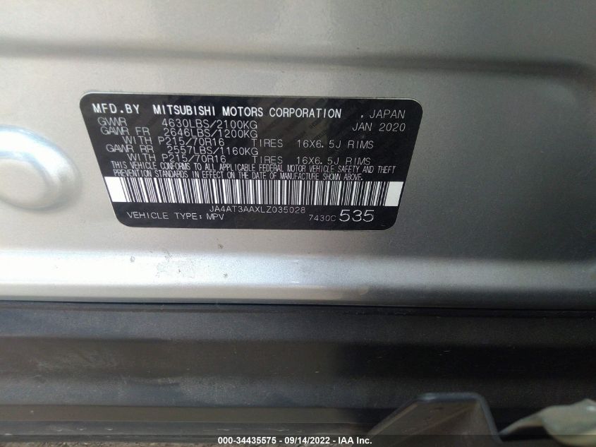 2020 MITSUBISHI ECLIPSE CROSS ES JA4AT3AAXLZ035028