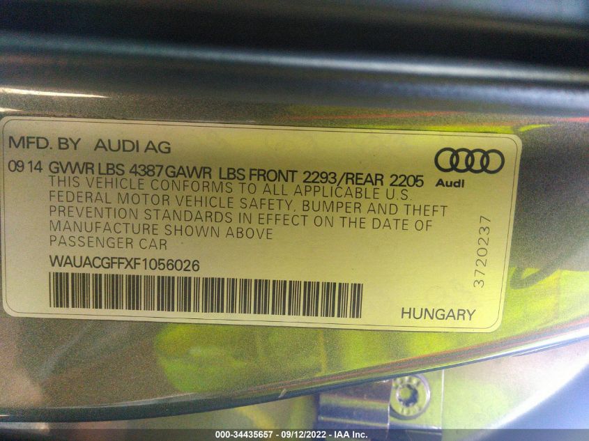 2015 AUDI A3 1.8T PREMIUM WAUACGFFXF1056026