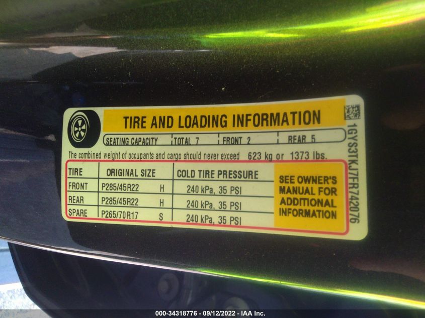 2015 CADILLAC ESCALADE ESV PREMIUM 1GYS3TKJ7FR742076