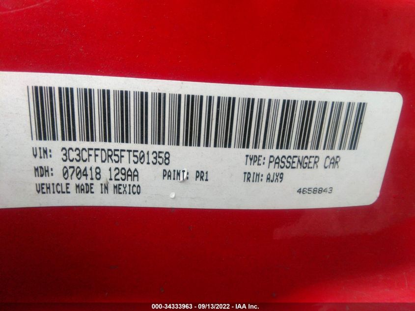 2015 FIAT 500C POP 3C3CFFDR5FT501358