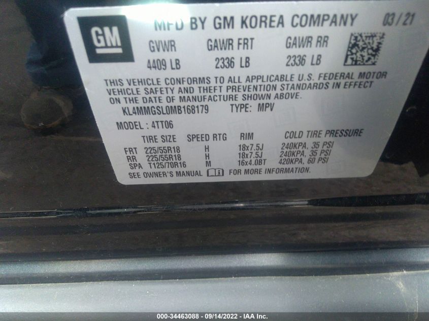 2021 BUICK ENCORE GX ESSENCE KL4MMGSL0MB168179