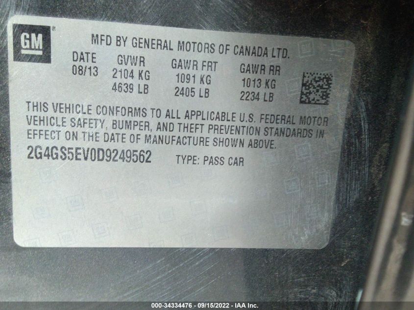 2013 BUICK REGAL TURBO PREMIUM 1 2G4GS5EV0D9249562