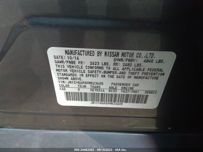 2015 INFINITI Q40 JN1CV6AR5FM523405