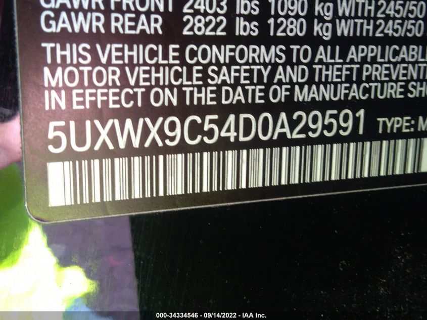 2013 BMW X3 XDRIVE28I - 5UXWX9C54D0A29591