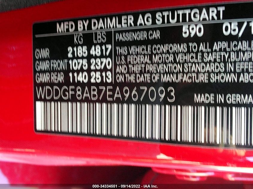 2014 MERCEDES-BENZ C-CLASS C 300 WDDGF8AB7EA967093