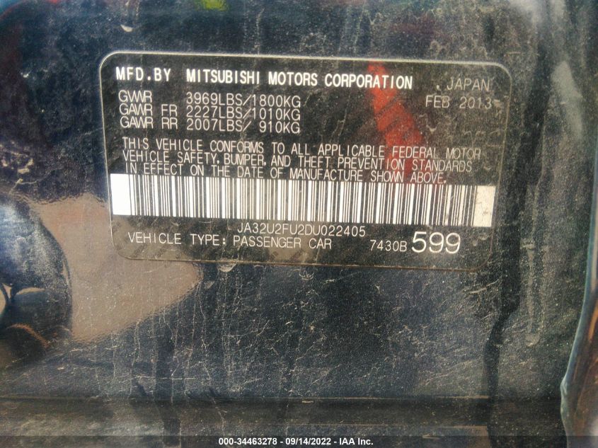 2013 MITSUBISHI LANCER ES JA32U2FU2DU022405