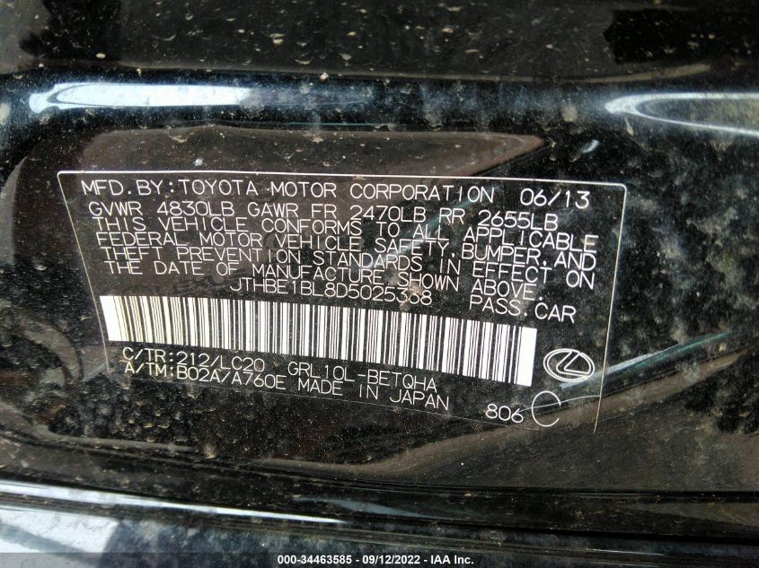 2013 LEXUS GS 350 JTHBE1BL8D5025338