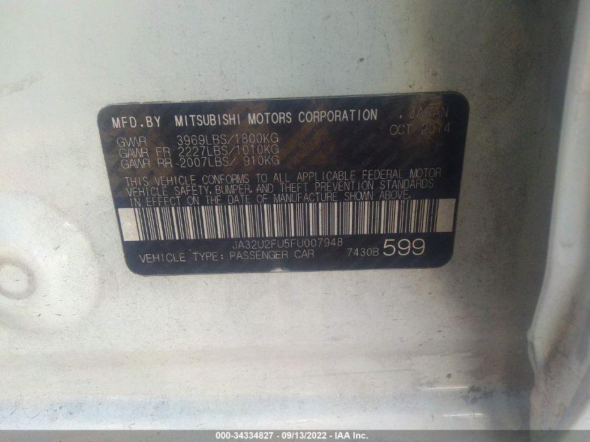2015 MITSUBISHI LANCER ES JA32U2FU5FU007948