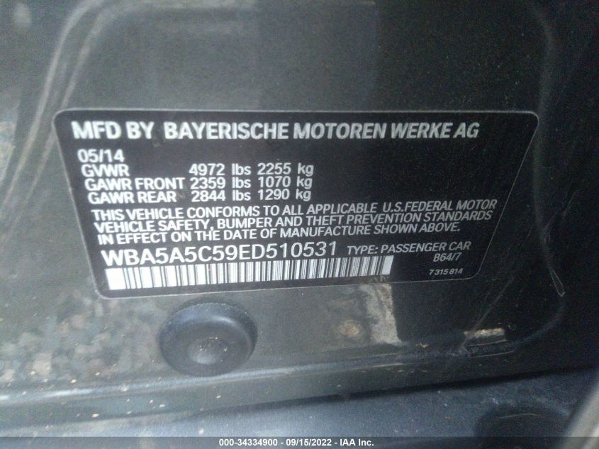 2014 BMW 528 I WBA5A5C59ED510531