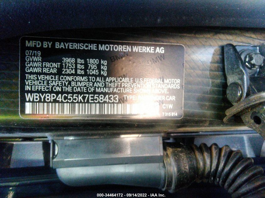 2019 BMW I3 WBY8P4C55K7E58433