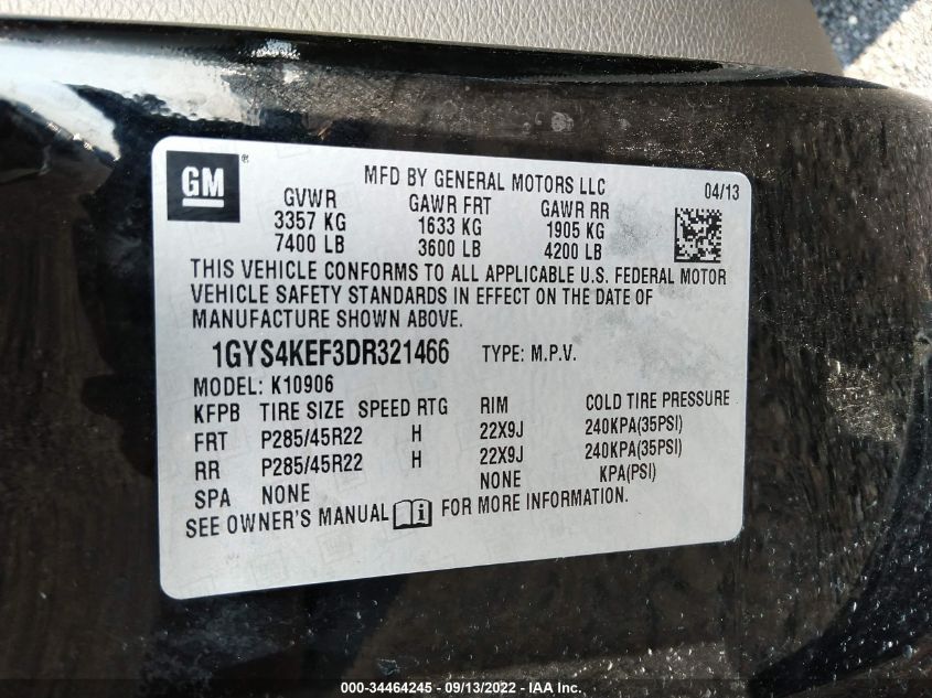 2013 CADILLAC ESCALADE ESV PLATINUM EDITION 1GYS4KEF3DR321466