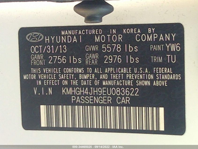 2014 HYUNDAI EQUUS SIGNATURE KMHGH4JH9EU083622