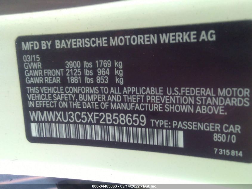 2015 MINI COOPER HARDTOP 4 DOOR S WMWXU3C5XF2B58659