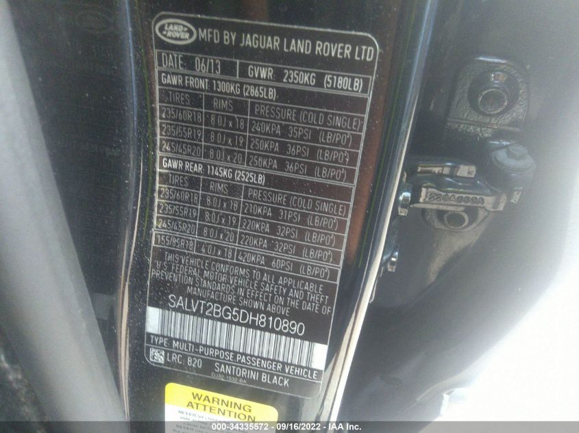 2013 LAND ROVER RANGE ROVER EVOQUE DYNAMIC PREMIUM - SALVT2BG5DH810890