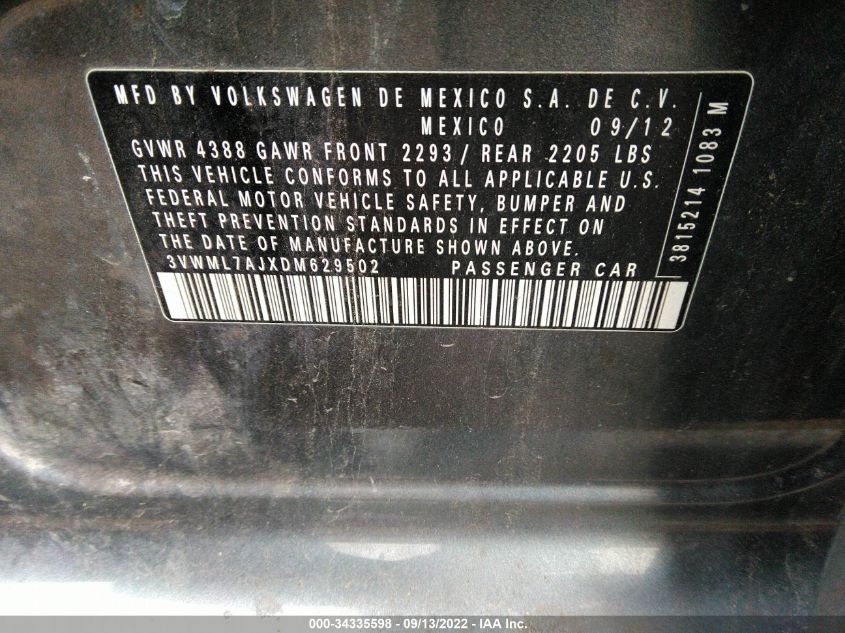 2013 VOLKSWAGEN JETTA SPORTWAGEN TDI 3VWML7AJXDM629502