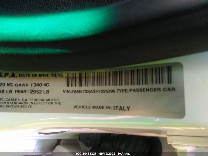 2017 MASERATI GHIBLI ZAM57XSAXH1225396