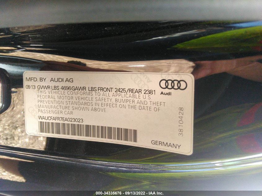 2014 AUDI A5 PREMIUM WAUCFAFR7EA023023