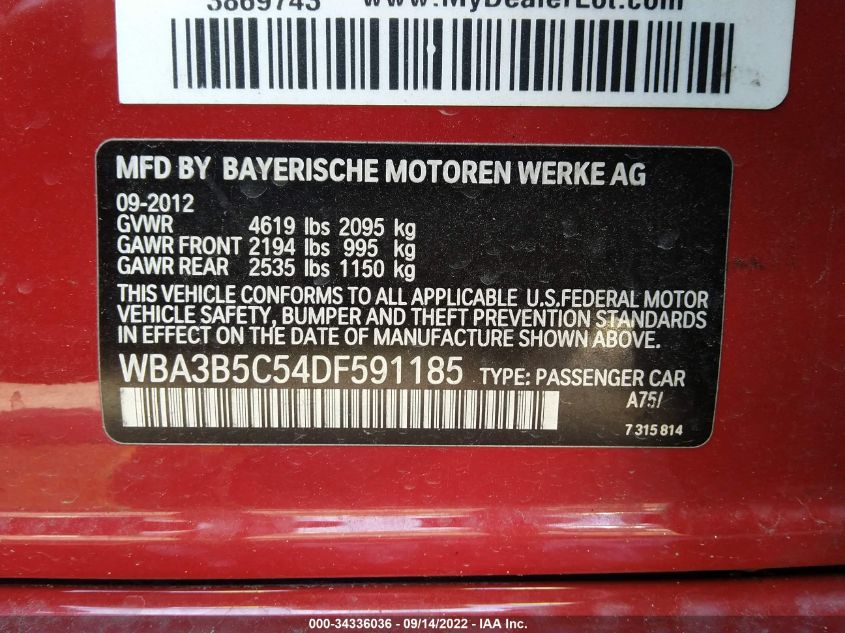 2013 BMW 328 XI SULEV WBA3B5C54DF591185
