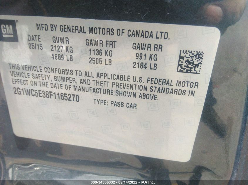 2015 CHEVROLET IMPALA LIMITED LTZ 2G1WC5E38F1165270