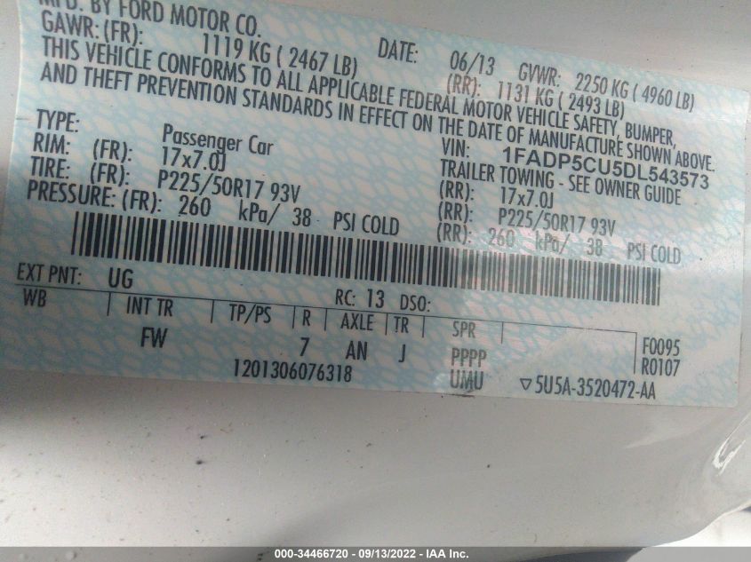2013 FORD C-MAX ENERGI SEL 1FADP5CU5DL543573