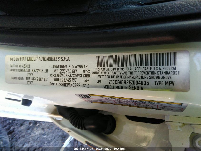 2014 FIAT 500L LOUNGE ZFBCFACH3EZ004035