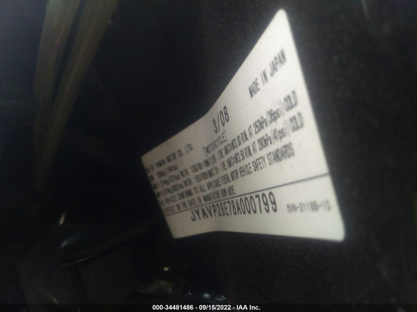 2008 YAMAHA XV1700 A/AS/AT JYAVP28E78A000799