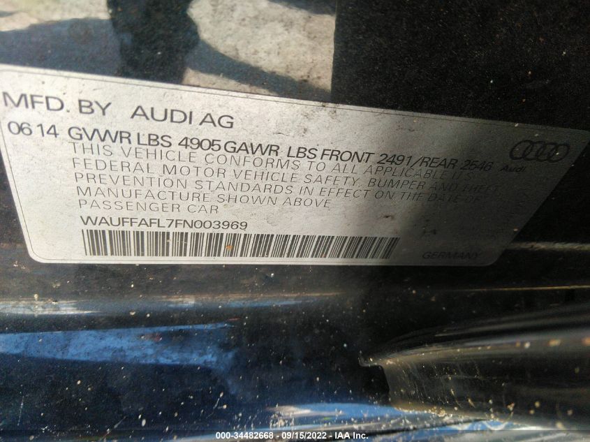 2015 AUDI A4 PREMIUM PLUS WAUFFAFL7FN003969