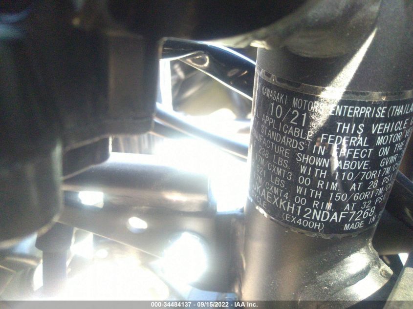 2022 KAWASAKI EX400 JKAEXKH12NDAF7268