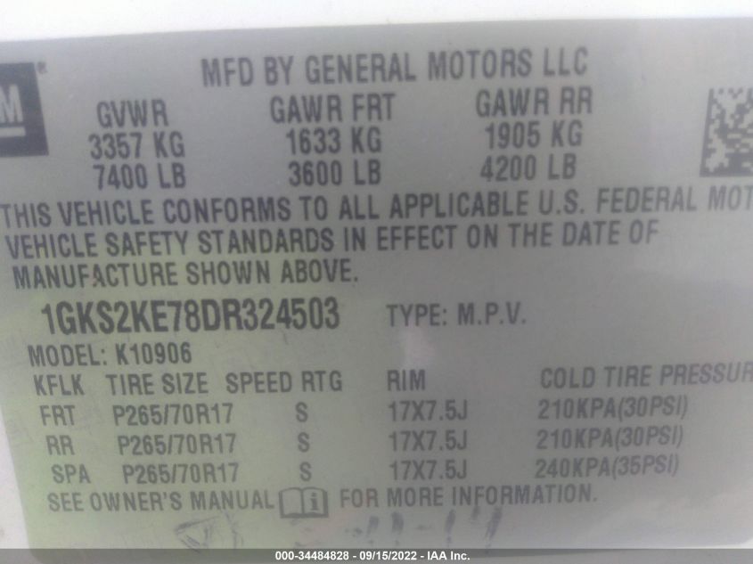 2013 GMC YUKON XL SLT 1GKS2KE78DR324503