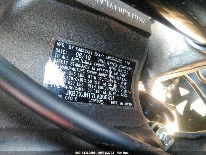 2020 KAWASAKI ZX636 K JKBZXJH17LA005321