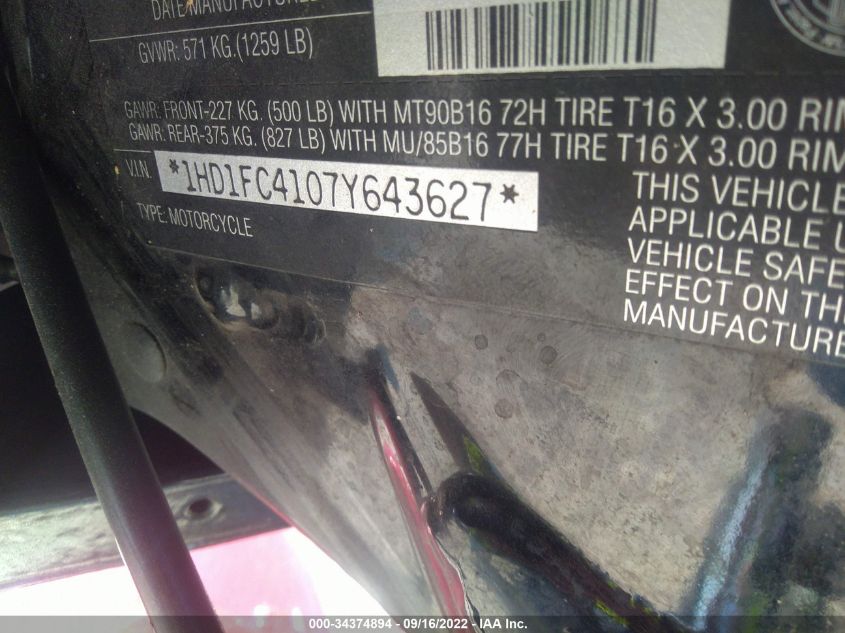 2007 HARLEY-DAVIDSON FLHTCUI 1HD1FC4107Y643627