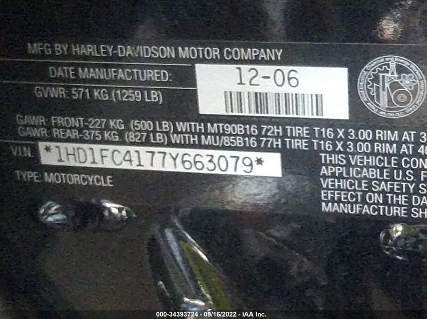 2007 HARLEY-DAVIDSON FLHTCUI 1HD1FC4177Y663079